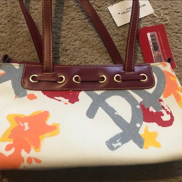 Dooney & Bourke tassel top zip purse. White main color with multicolor graffiti! - Picture 8 of 14